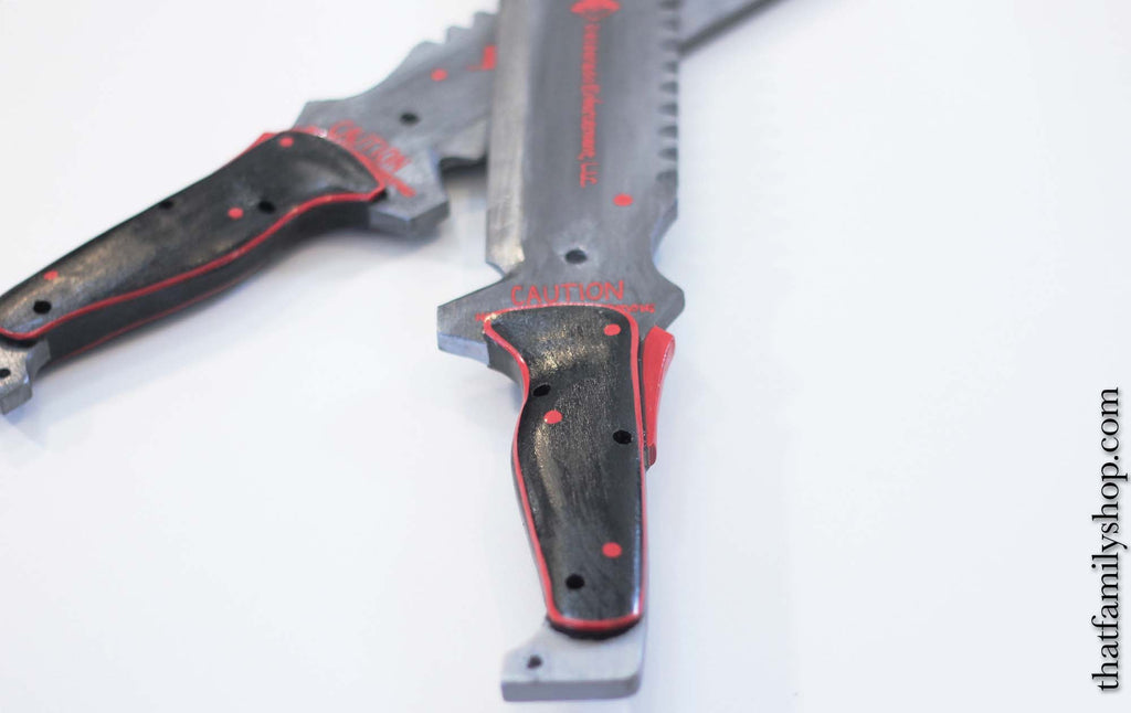 Video Game Sword Prop, Replica of Sundowner's Machetes from Metal Gear Rising, Painted Cosplay Fantasy