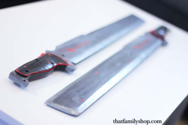 Video Game Sword Prop, Replica of Sundowner's Machetes from Metal Gear Rising, Painted Cosplay Fantasy