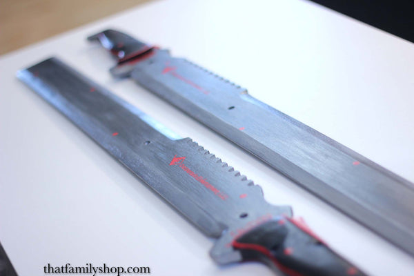 Video Game Sword Prop, Replica of Sundowner's Machetes from Metal Gear Rising, Painted Cosplay Fantasy