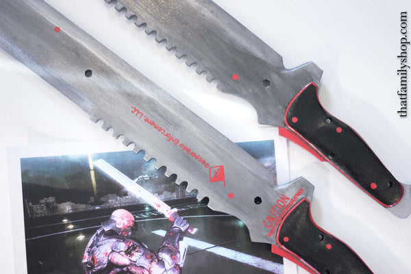 Video Game Sword Prop, Replica of Sundowner's Machetes from Metal Gear Rising, Painted Cosplay Fantasy