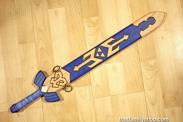 Legend of Zelda Master Sword, Painted Wooden Toy Sword, Computer/Video Game, Replica Costume Prop