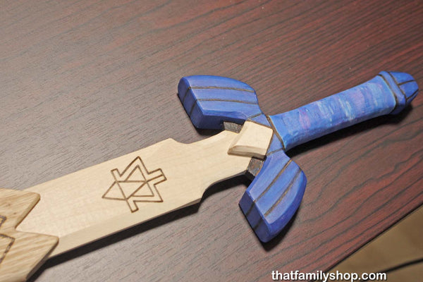 Legend of Zelda Master Sword, Painted Wooden Toy Sword, Computer/Video Game, Replica Costume Prop