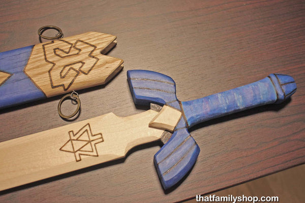 Legend of Zelda Master Sword, Painted Wooden Toy Sword, Computer/Video Game, Replica Costume Prop