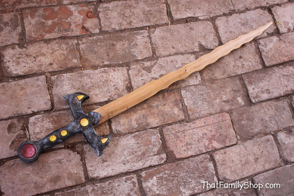 Wooden Excalibur Sword, Once Upon Time TV show look alike, Painted, Burned Details, Costume Accessory-thatfamilyshop.com