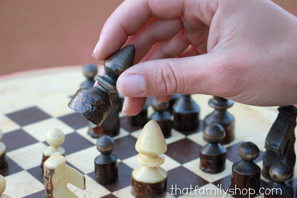Hand-Turned Rustic Log Chess Set-thatfamilyshop.com