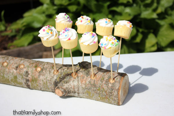 Woodsy 18 Cake Pop Holder Log, Aspen Wood Party Table Display-thatfamilyshop.com