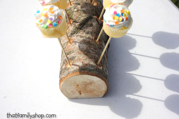 Woodsy 18 Cake Pop Holder Log, Aspen Wood Party Table Display-thatfamilyshop.com