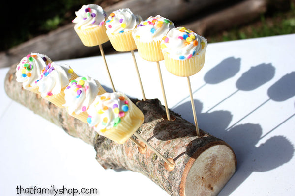 Woodsy 18 Cake Pop Holder Log, Aspen Wood Party Table Display-thatfamilyshop.com