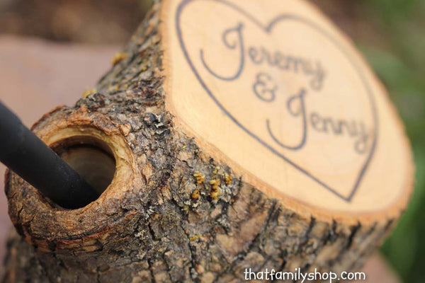 Wedding Guest Book Pen Holder Custom Names Initials Dates Personalized Rustic Decor-thatfamilyshop.com