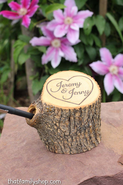 Wedding Guest Book Pen Holder Custom Names Initials Dates Personalized Rustic Decor-thatfamilyshop.com