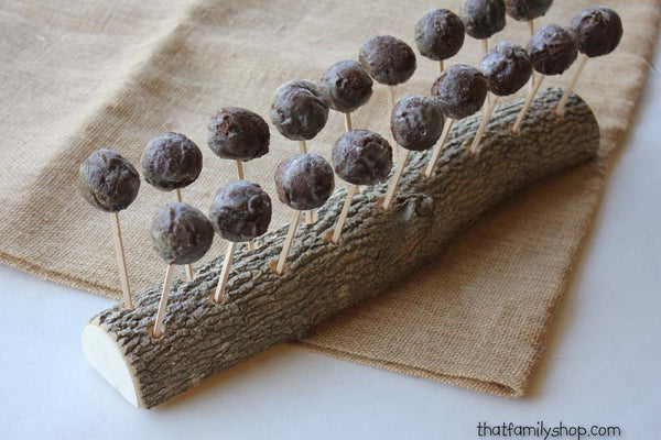 Rustic Cake Pop Holder Log, 18 Cake Pops Wood Party Display-thatfamilyshop.com