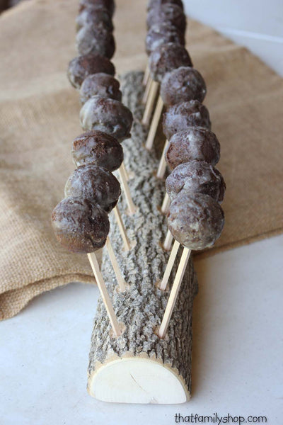 Rustic Cake Pop Holder Log, 18 Cake Pops Wood Party Display-thatfamilyshop.com