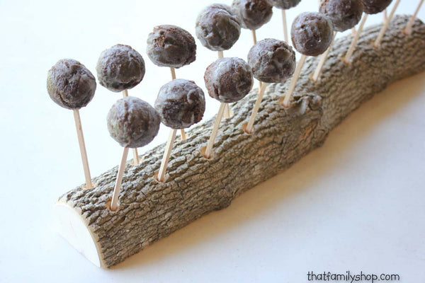 Rustic Cake Pop Holder Log, 18 Cake Pops Wood Party Display-thatfamilyshop.com