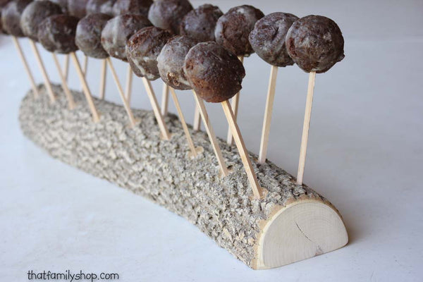 Rustic Cake Pop Holder Log, 18 Cake Pops Wood Party Display-thatfamilyshop.com