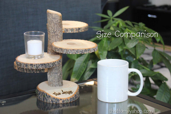 4 Tiered Stand With Personalized / Customizable Base Wedding Table Centerpiece-thatfamilyshop.com