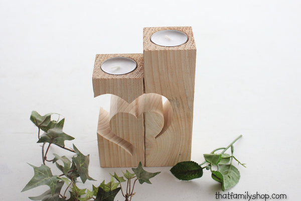 Rustic Barnwood Candle Holder with Unique Heart Design-thatfamilyshop.com