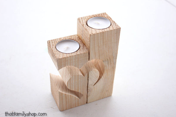 Rustic Barnwood Candle Holder with Unique Heart Design-thatfamilyshop.com