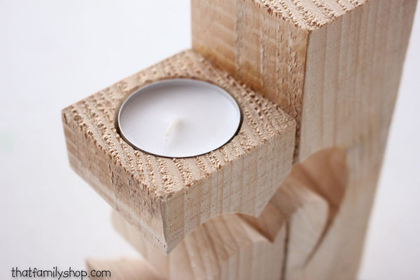 Rustic Barnwood Candle Holder with Unique Heart Design-thatfamilyshop.com