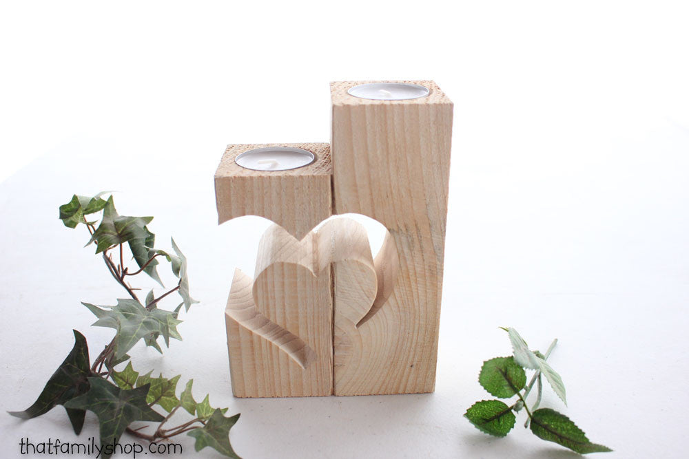 Rustic Barnwood Candle Holder with Unique Heart Design-thatfamilyshop.com