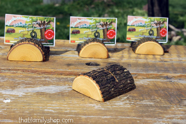 Half-Log Card Holders for Rustic Wedding, Party Place Setting, Reserved Seating Table Number Decor-thatfamilyshop.com