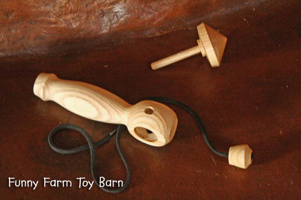 Kids Top Spinner Launcher Wooden Toy Spinning Tops Fun Game-thatfamilyshop.com