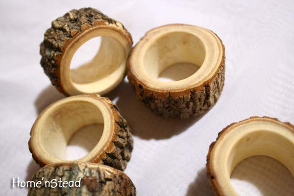 Rustic Napkin Rings (6 pcs) Holders Wedding Decor Log Home Kitchen Party Favor Holiday Table Decor-thatfamilyshop.com