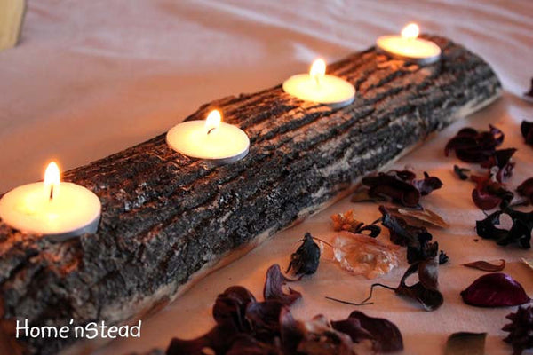 Log Candle Holder - Rustic Wedding Table Decor, Bridesmaids Gifts Favors, Centerpiece Display-thatfamilyshop.com