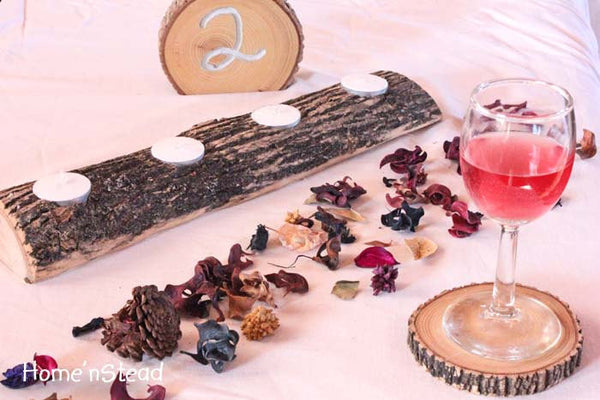 Log Candle Holder - Rustic Wedding Table Decor, Bridesmaids Gifts Favors, Centerpiece Display-thatfamilyshop.com