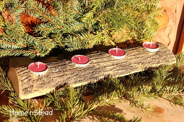 Log Candle Holder - Rustic Wedding Table Decor, Bridesmaids Gifts Favors, Centerpiece Display-thatfamilyshop.com