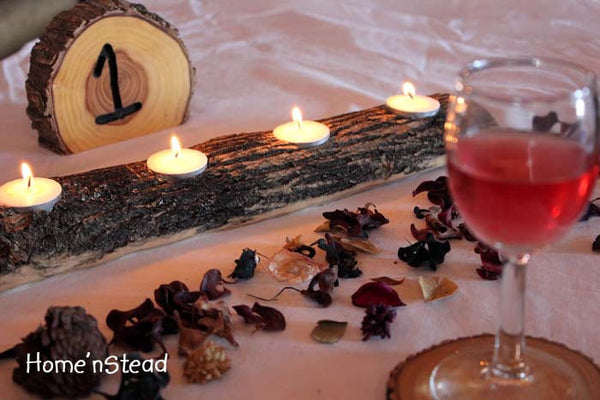 Log Candle Holder - Rustic Wedding Table Decor, Bridesmaids Gifts Favors, Centerpiece Display-thatfamilyshop.com
