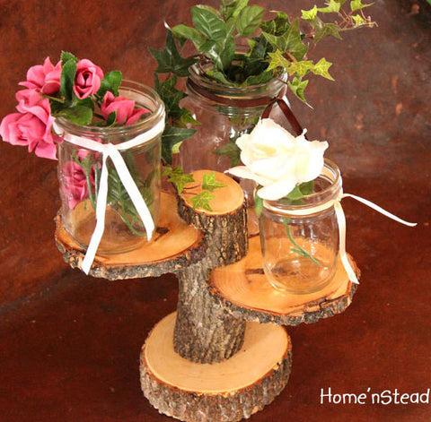3-Tiered Rustic Wedding Decor Tree Mason Jar / Candle Stand Table Center Piece Holder-thatfamilyshop.com