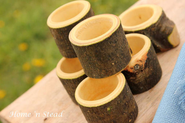 Set of (8) Branch Napkin Rings Holders, Log Home Kitchen Party Favors, Wood Table Accessories-thatfamilyshop.com