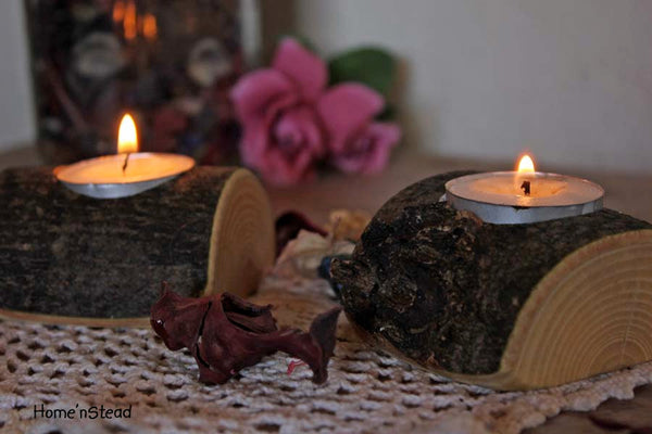 Rustic Wedding Votive / Tea Candle Stand Table Centerpiece Pair-thatfamilyshop.com