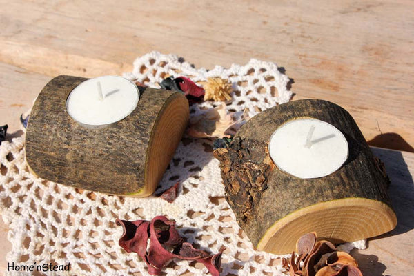 Rustic Wedding Votive / Tea Candle Stand Table Centerpiece Pair-thatfamilyshop.com