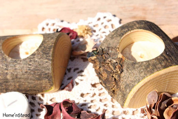 Rustic Wedding Votive / Tea Candle Stand Table Centerpiece Pair-thatfamilyshop.com