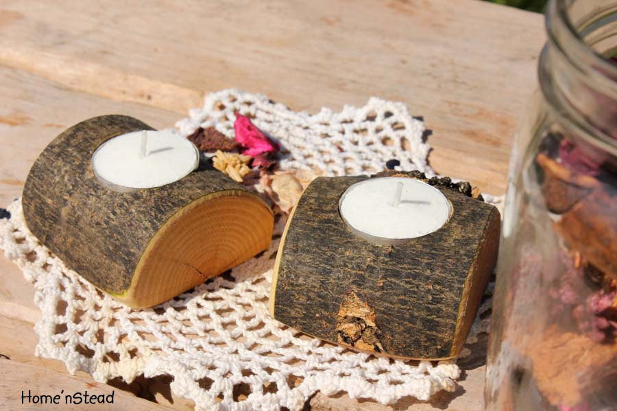 Rustic Wedding Votive / Tea Candle Stand Table Centerpiece Pair-thatfamilyshop.com