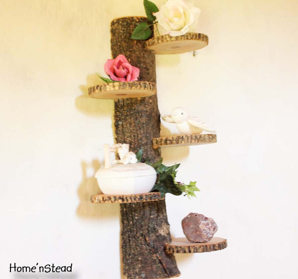Tiered Display Stand, Log Trophy Shelf Trinket Rustic Home Wall Decor-thatfamilyshop.com
