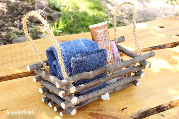 Rustic Log Basket Box Rustic Home Decor Log Cabin Bathroom Kitchen Decoration-thatfamilyshop.com