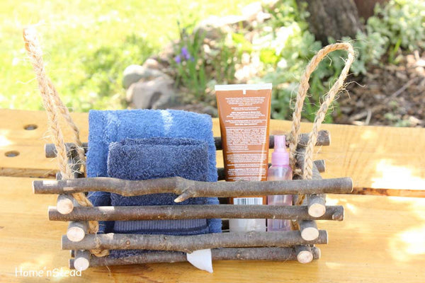 Rustic Log Basket Box Rustic Home Decor Log Cabin Bathroom Kitchen Decoration-thatfamilyshop.com