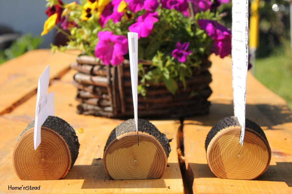 Tree-Chunk Card Holders Rustic Wedding Place Setting Reserved Seating Table Number Menu Stand-thatfamilyshop.com