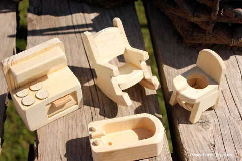 Dollhouse Furniture Waldorf Peg People Rustic Cabin Natural Custom Made to Order-thatfamilyshop.com