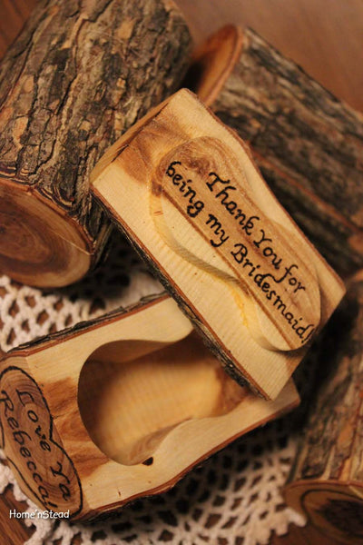 Bridesmaid Gift Jewelry Box Custom Personalization Rustic Flower Girl Wedding Party Favor-thatfamilyshop.com