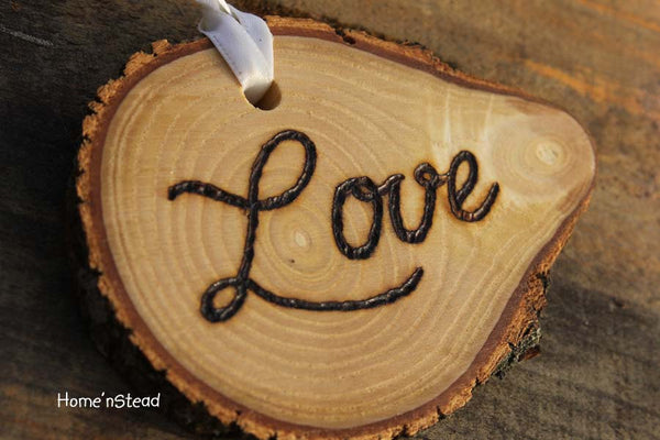 Rustic Country Christmas Ornament Set of 4 Hope, Love, Peace, Joy Primitive Holiday Home Decor Tree-thatfamilyshop.com