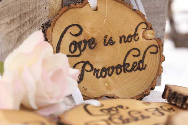 Love is Patient, Love is Kind Set of Ten 1.Cor.13: Rustic Wedding Aisle Decorations Bible Scripture-thatfamilyshop.com