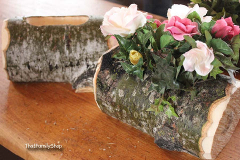 Log Flower Vase Rustic Wedding Table Centerpiece Decoration-thatfamilyshop.com