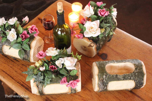 Log Flower Vase Rustic Wedding Table Centerpiece Custom Names/Date Personalization Decoration-thatfamilyshop.com