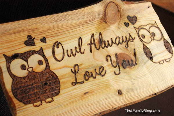 Owl Plaque, Cute Rustic Personalized Wall Gift Art-thatfamilyshop.com