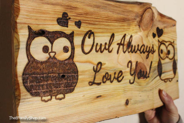 Owl Plaque, Cute Rustic Personalized Wall Gift Art-thatfamilyshop.com