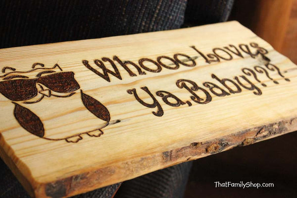 Whooo Loves Ya, Baby Cool Owl Valentine's Day Personalized Gift Wall Plaque-thatfamilyshop.com