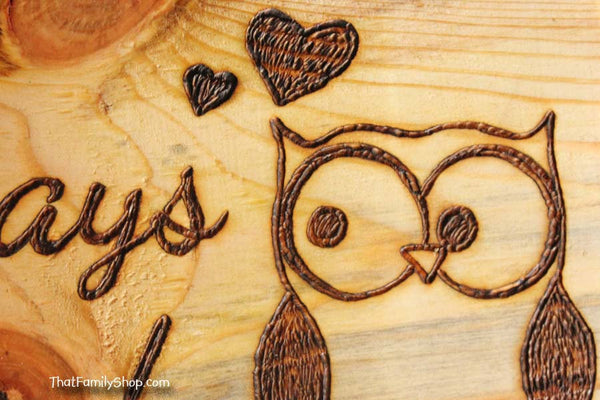 Owl Plaque, Cute Rustic Personalized Wall Gift Art-thatfamilyshop.com